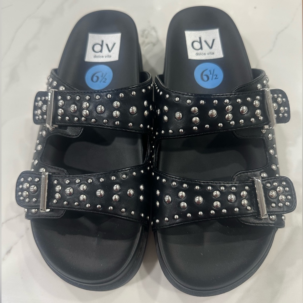 DV by Dolce Vita Black Sandals with Silver Studs